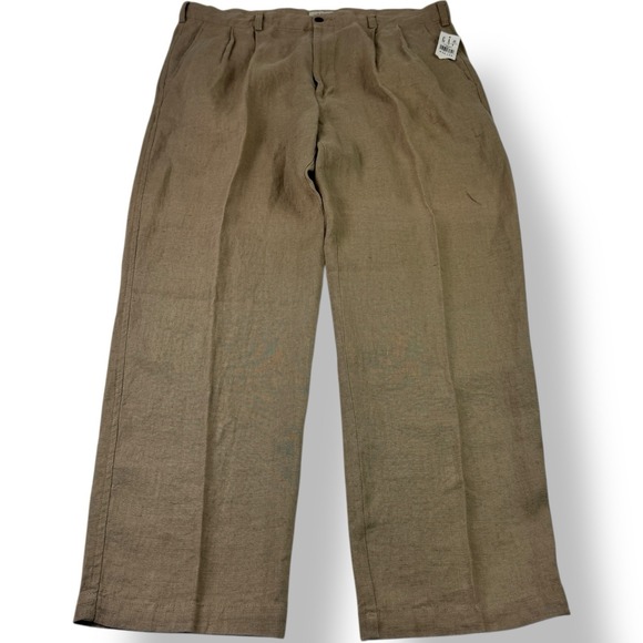 GAP Light Brown Pure Linen Double Pleated Relaxed Fit Pants Men's 38x30 NWT